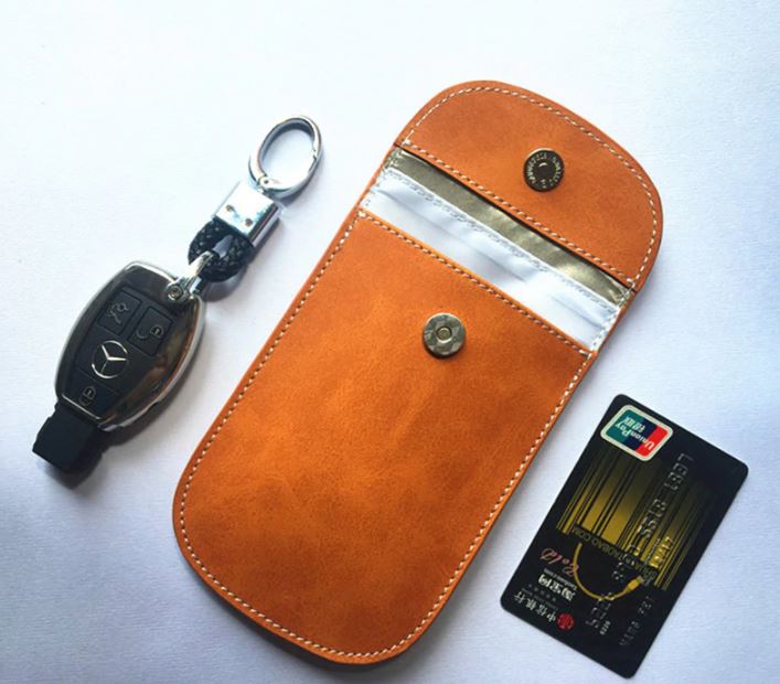 Signaali blokeeriv varjestusega kott autovõtmetele, telefonidele ja panga viipekaartidele (smart key, kessy), pruun - Image 7